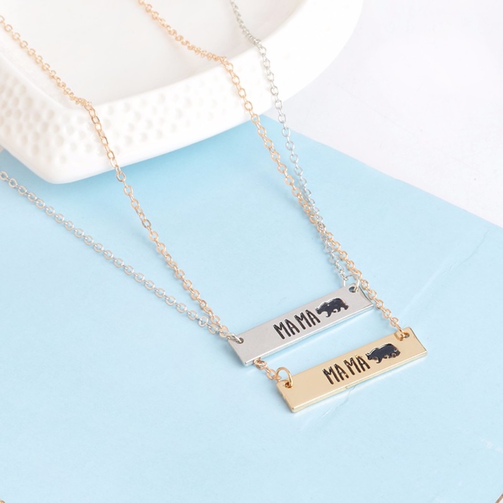 Mama Bear Silver Pendant Necklace - Picture 5 of 6